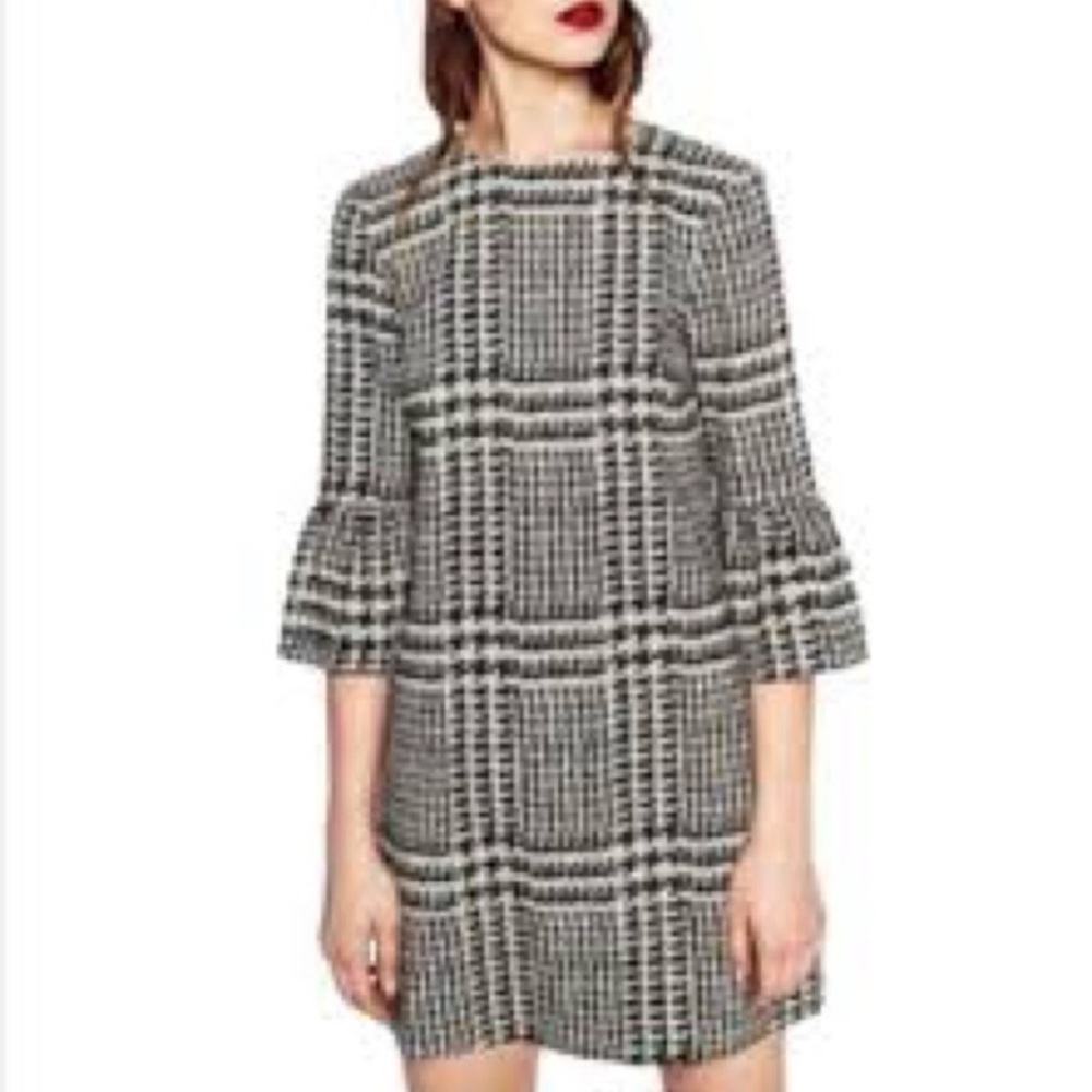 Zara dark academia Houndstooth Dress S